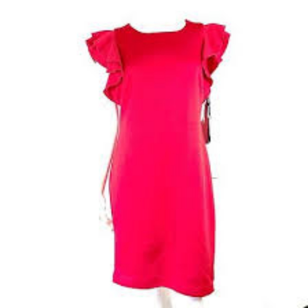 Tommy Hilfiger Women's Scuba Sheath Dress with Flutter Sleeves Size 14